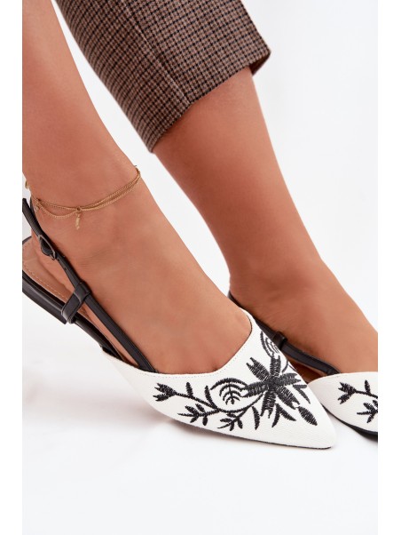 Women's Flat Black Embroidered Sandals Grelia