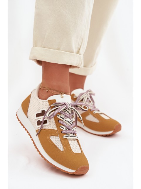 Women's Sneakers with Decorative Lacing Yellow Henira 2