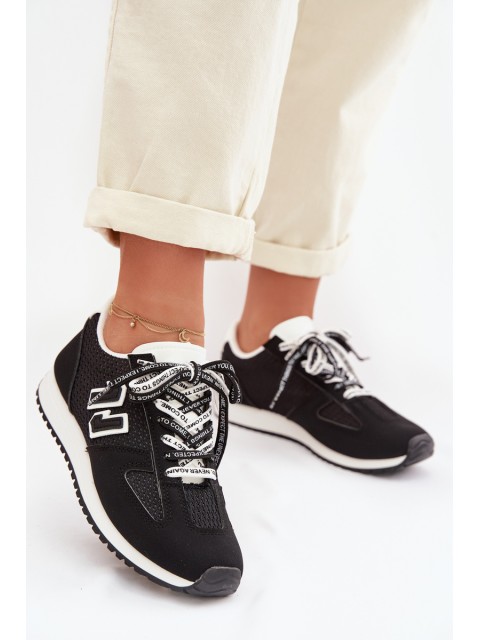 Women's Sneakers With Decorative Laces Black Henira 2