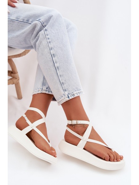 Women's Platform Flip Flops White Gelira
