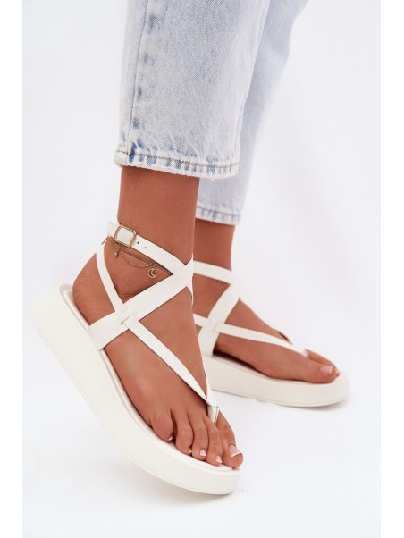 Women's Platform Flip Flops White Gelira
