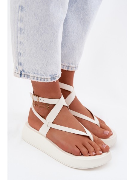 Women's Platform Flip Flops White Gelira