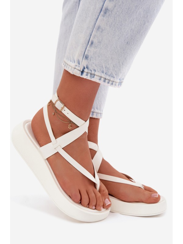 Women's Platform Flip Flops White Gelira