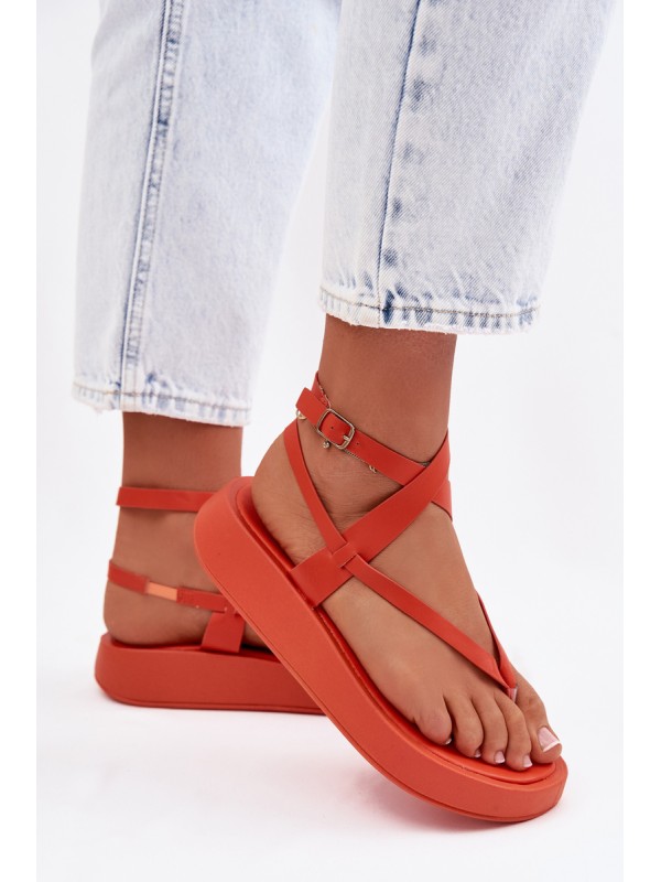 Women's Orange Platform Flip Flops Gelira