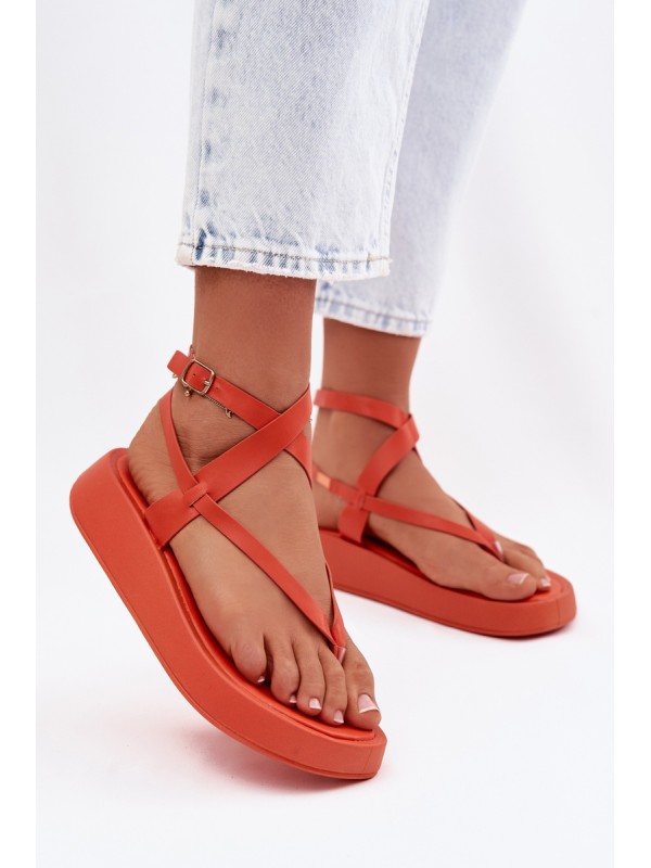 Women's Orange Platform Flip Flops Gelira 2