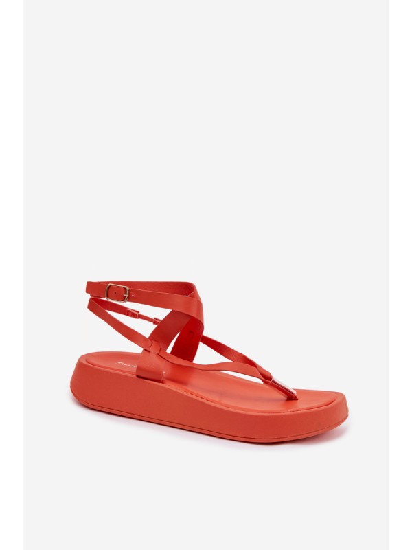 Women's Orange Platform Flip Flops Gelira