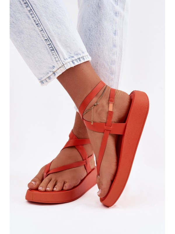 Women's Orange Platform Flip Flops Gelira