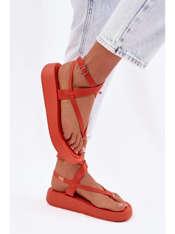 Women's Orange Platform Flip Flops Gelira