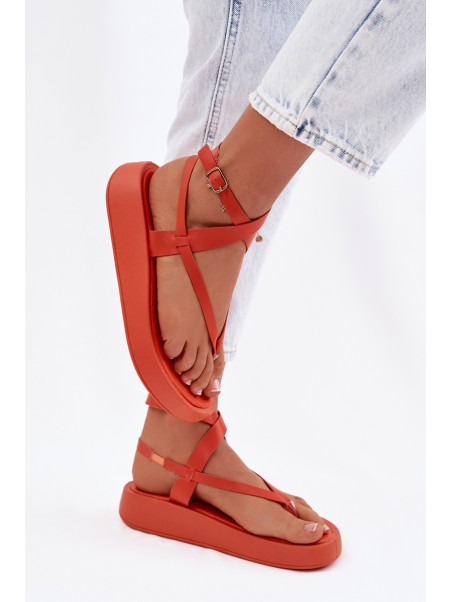 Women's Orange Platform Flip Flops Gelira