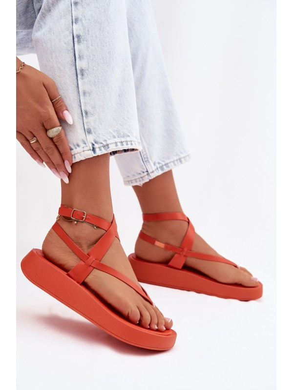 Women's Orange Platform Flip Flops Gelira
