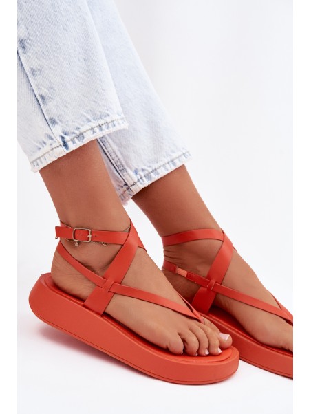 Women's Orange Platform Flip Flops Gelira