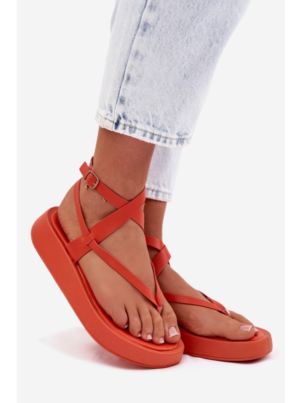 Women's Orange Platform Flip Flops Gelira