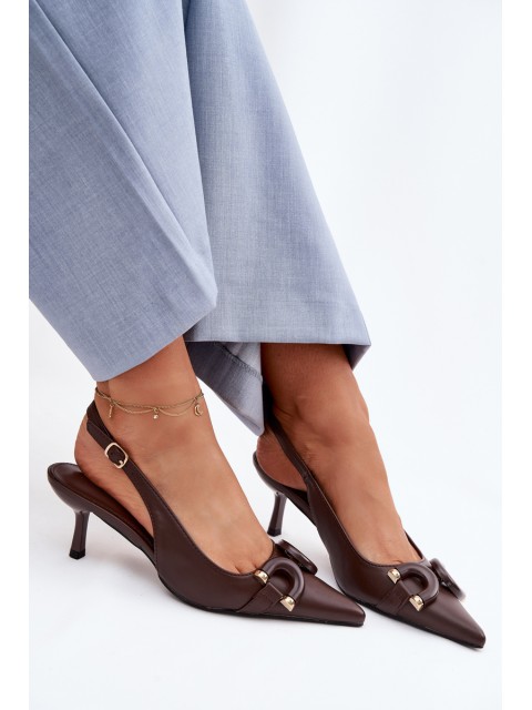 Women's High Heel Sandals With Decorative Detail Chocolate Brienne