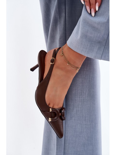 Women's High Heel Sandals With Decorative Detail Chocolate Brienne 2