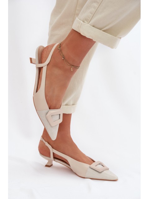 Women's Low Heel Sandals With Decorative Detail Beige Camira