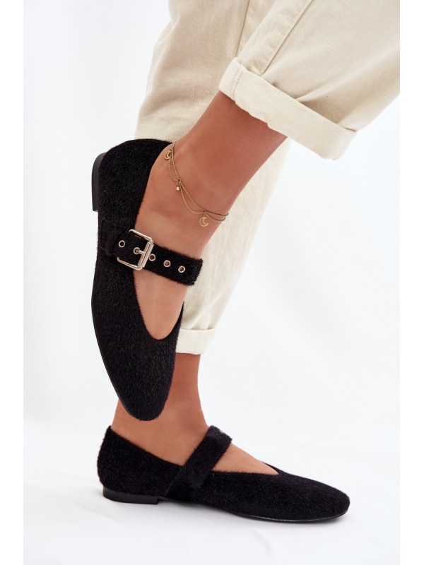 Women's Ballerinas With Strap Black Pamira