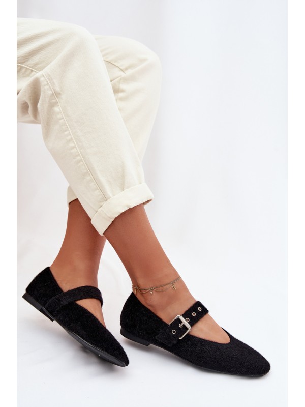 Women's Ballerinas With Strap Black Pamira