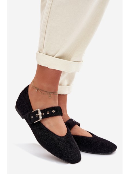 Women's Ballerinas With Strap Black Pamira