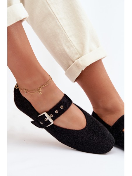 Women's Ballerinas With Strap Black Pamira