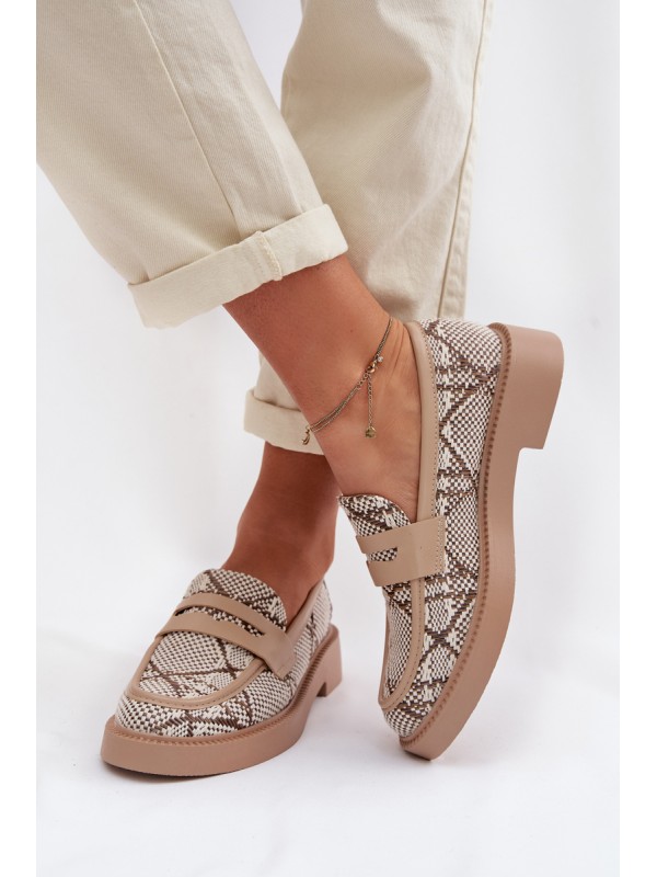 Women's Patterned Beige Moccasins Barisa