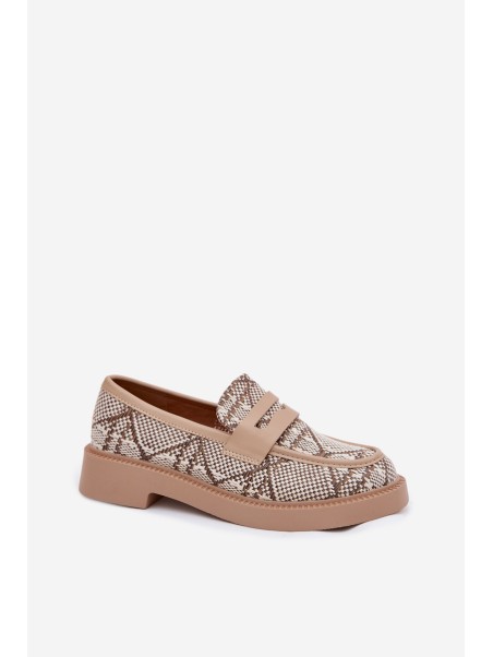 Women's Patterned Beige Moccasins Barisa