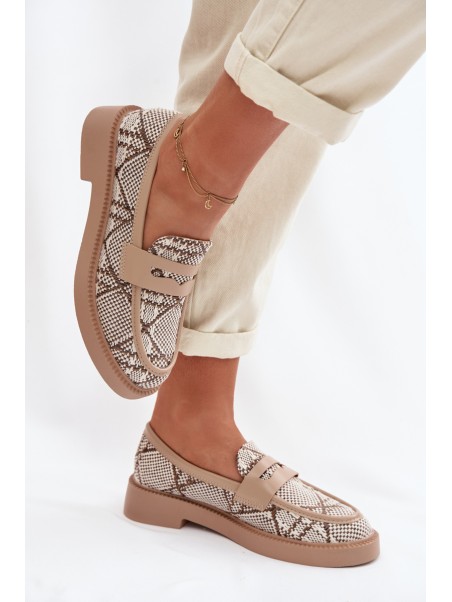 Women's Patterned Beige Moccasins Barisa