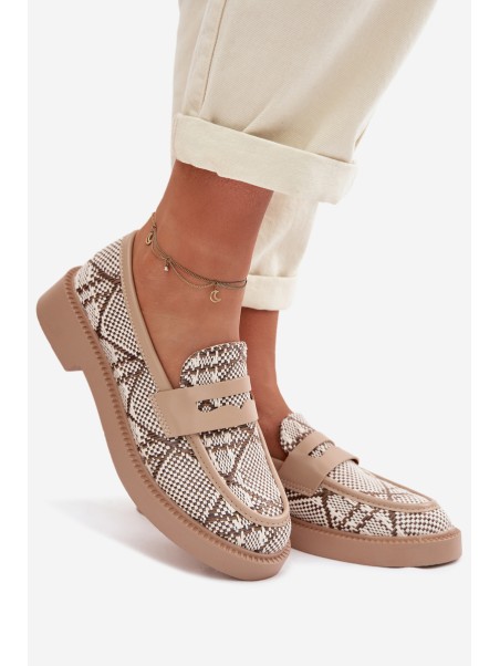 Women's Patterned Beige Moccasins Barisa