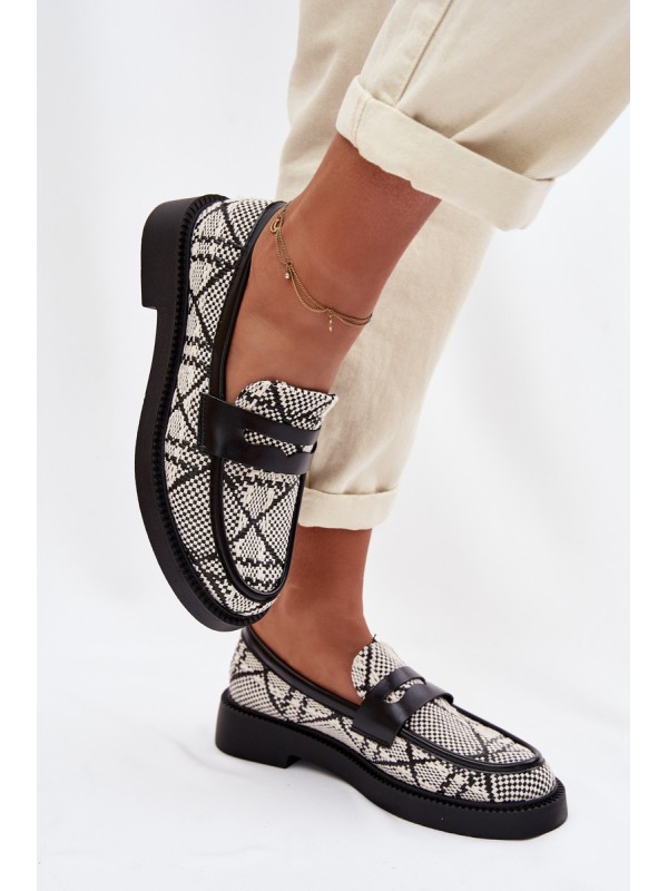 Women's Patterned Black Mokassins Barisa