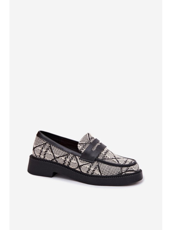 Women's Patterned Black Mokassins Barisa