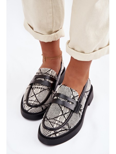 Women's Patterned Black Mokassins Barisa