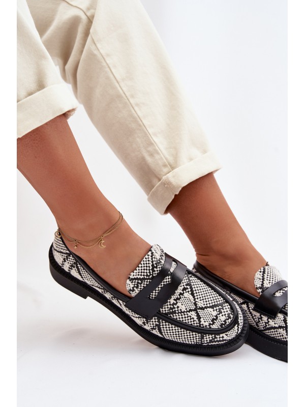 Women's Patterned Black Mokassins Barisa