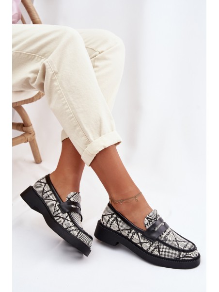 Women's Patterned Black Mokassins Barisa