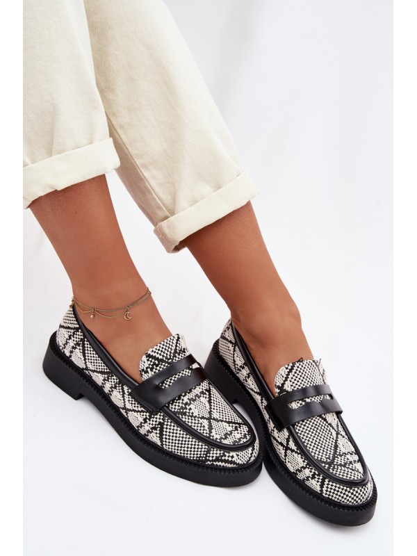 Women's Patterned Black Mokassins Barisa