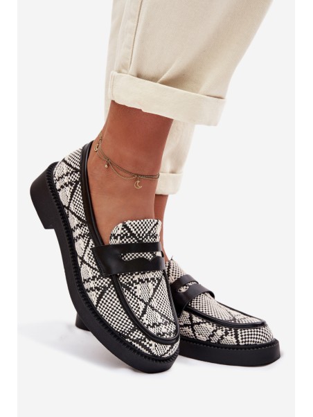 Women's Patterned Black Mokassins Barisa