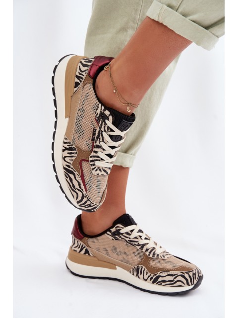 Women's Patterned Sports Sneakers Big Star TT274333 Beige