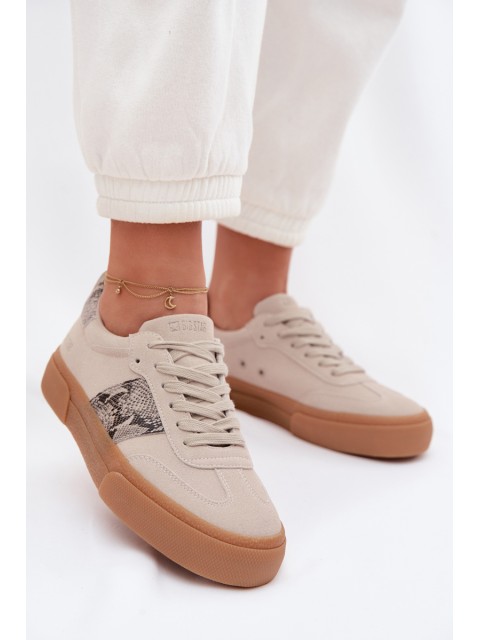 Women's Sneakers With Snake Leather Inserts Big Star TT274299 Grey 2