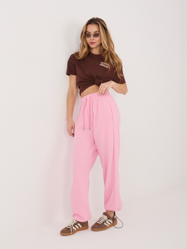 Spodnie dresowe-CLM-DR-1943.86-różowy