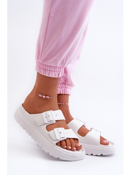 Women's White Platform Foam Flip Flops Melorea