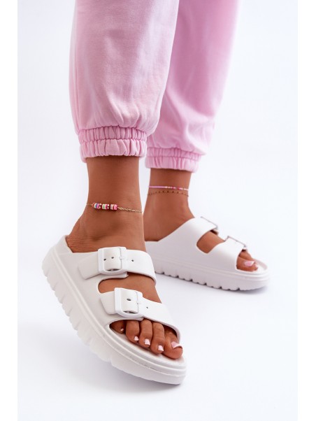 Women's White Platform Foam Flip Flops Melorea