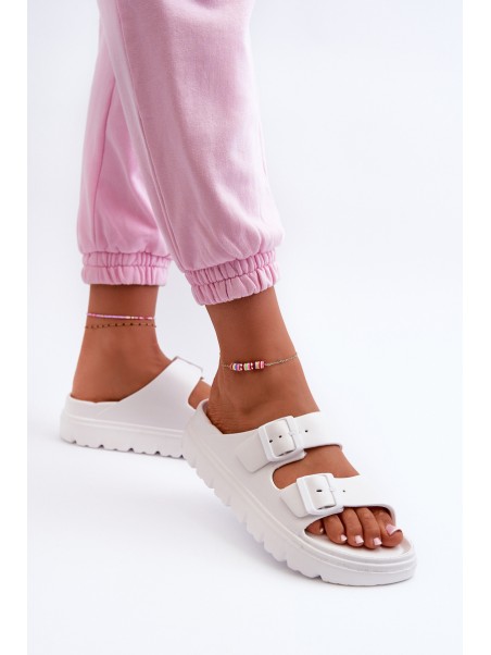 Women's White Platform Foam Flip Flops Melorea