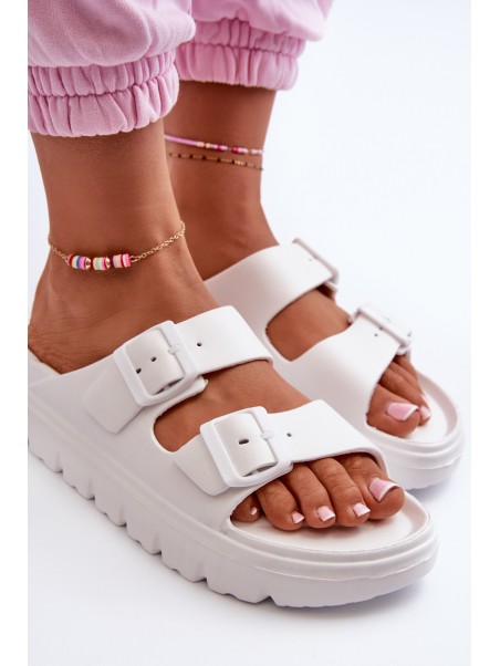 Women's White Platform Foam Flip Flops Melorea