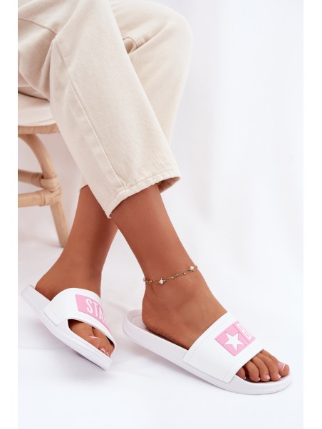 Moteriškos šlepetės Big Star TT274A005 baltai rožinės