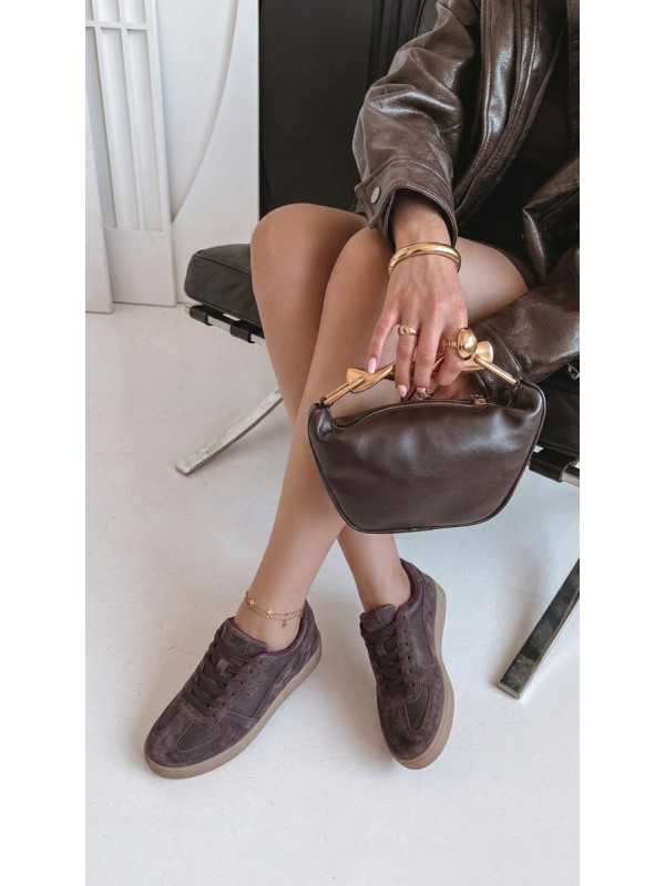 Moteriški odiniai zomšiniai sportbačiai Vinceza 7933 šokolado spalvos