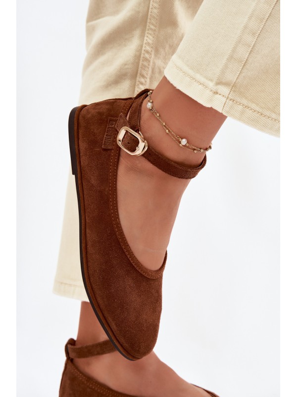 Big Star Camel Leather Ballerinas TT274211