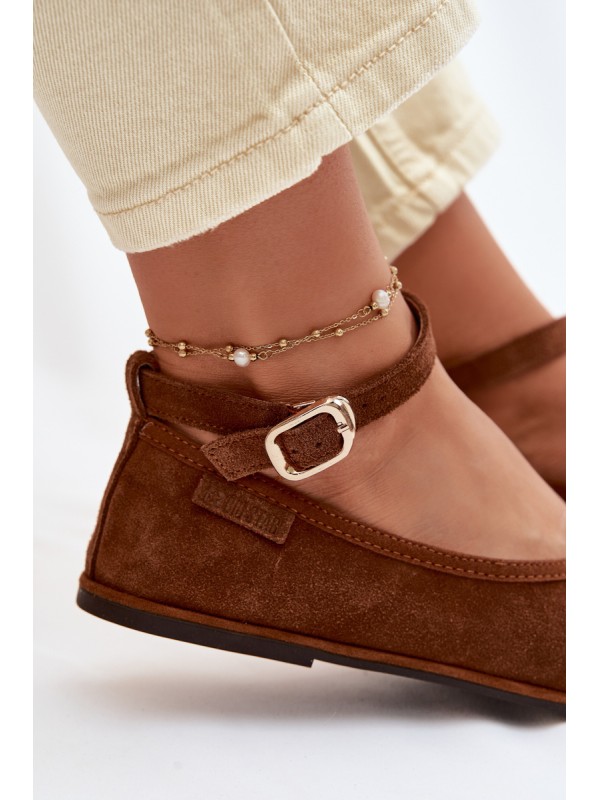 Big Star Camel Leather Ballerinas TT274211