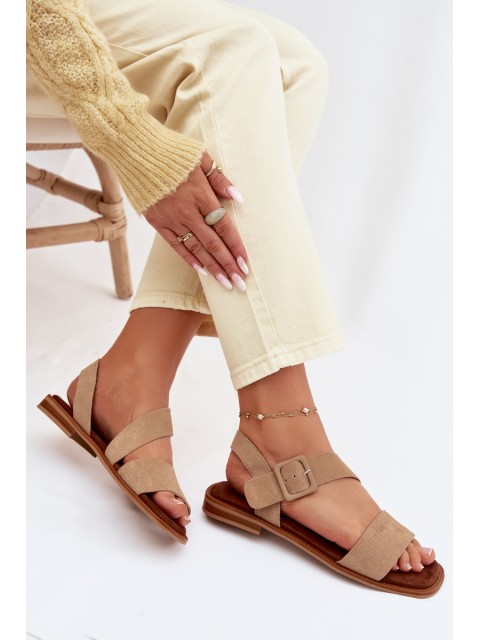 Women's Suede Sandals Big Star TT274491 Beige