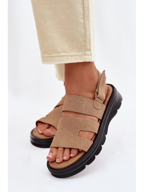 Women's Suede Sandals Big Star TT274482 Beige