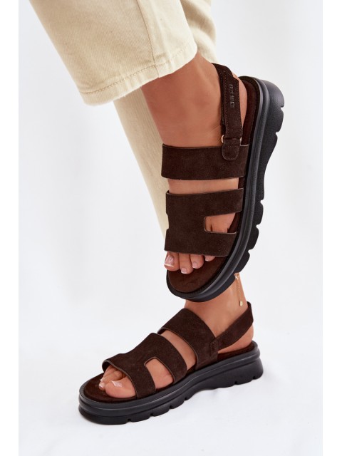 Women's Suede Sandals Big Star TT274483 Chocolate