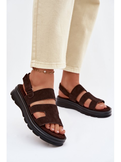 Women's Suede Sandals Big Star TT274483 Chocolate 2