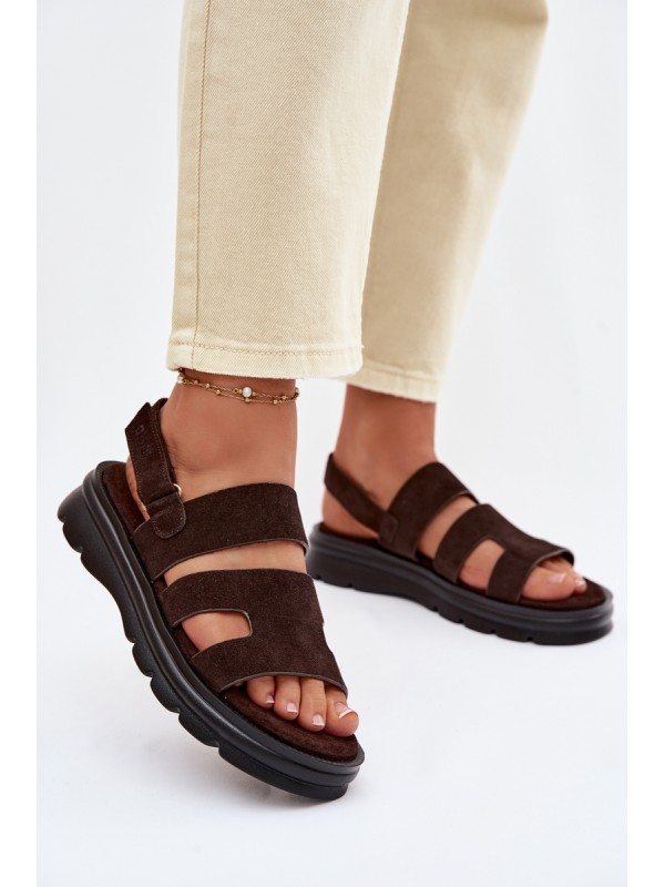 Women's Suede Sandals Big Star TT274483 Chocolate